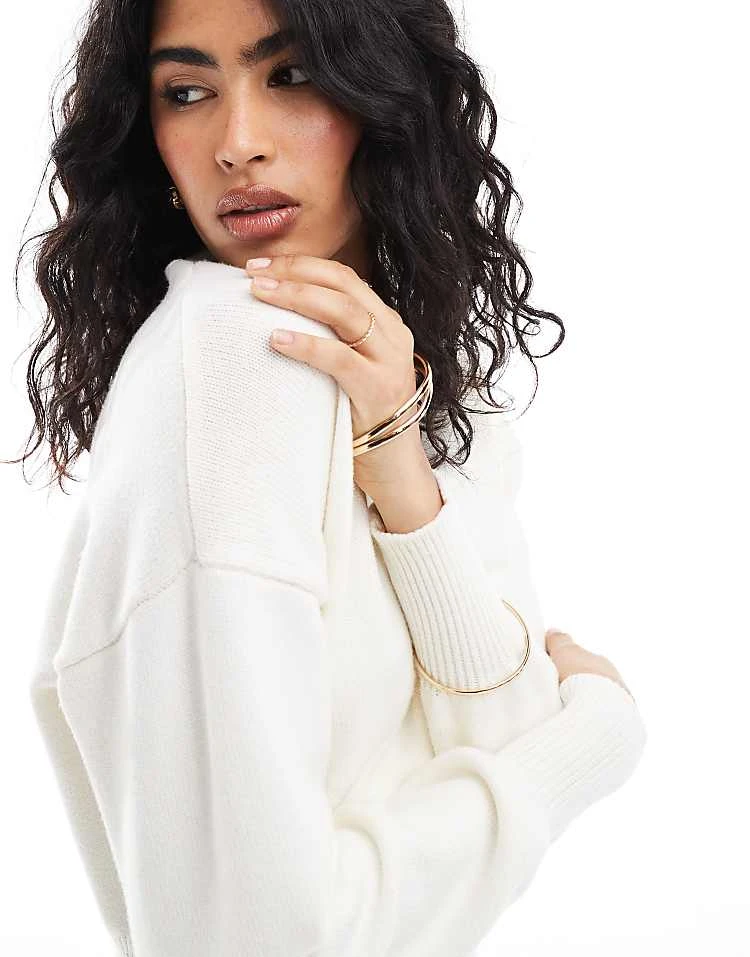 Pimkie Knitted Fitted Mini Jumper Dress In Cream For Women White 5 Pimkie Knitted Fitted Mini Jumper Dress In Cream For Women White - Image 3