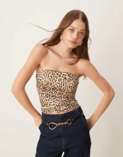Pimkie Bandeau Top In Leopard Print For Women