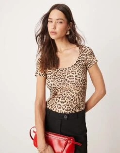 Pimkie Slinky Scoop Neck Body In Leopard Print For Women -Cheap Fashnado Store 207240547 1 leopardprint 1