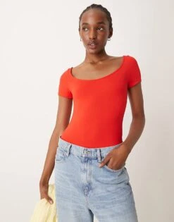 Pimkie Slinky Scoop Neck Body In Red For Women