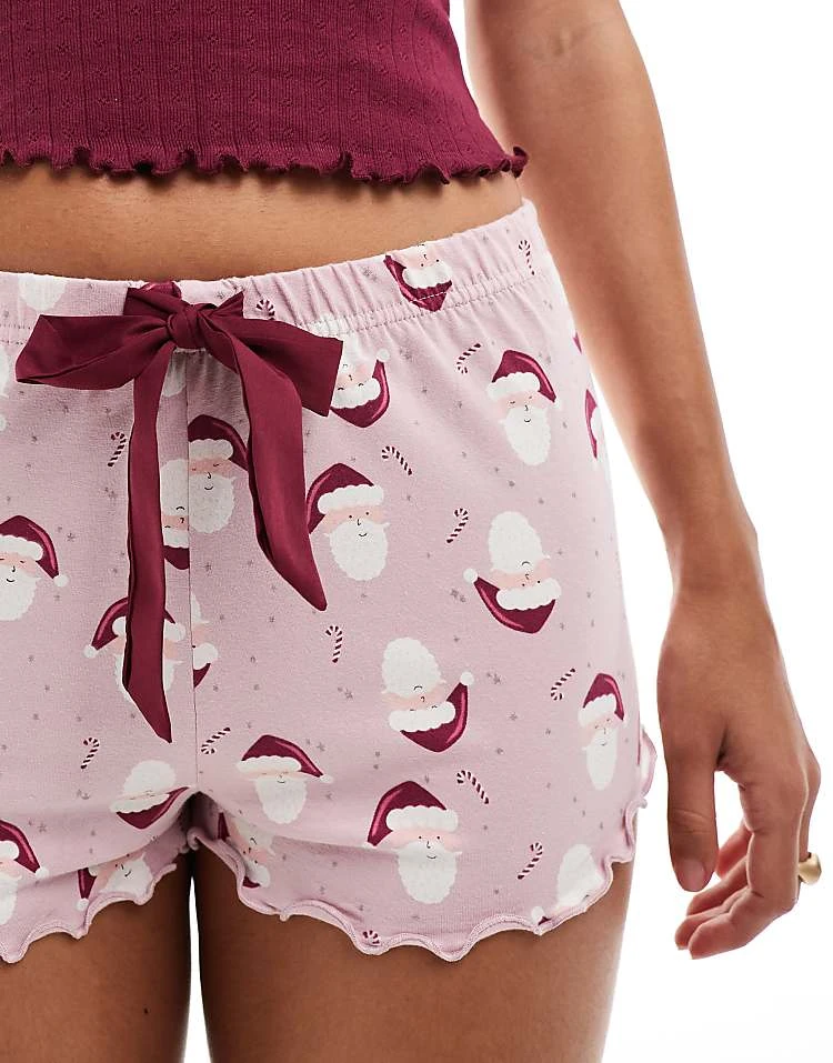 Boux Avenue Christmas Ribbed Short Sleeve And Short Set In Santa Print For Women Multi 4 Boux Avenue Christmas Ribbed Short Sleeve And Short Set In Santa Print For Women Multi - Image 2