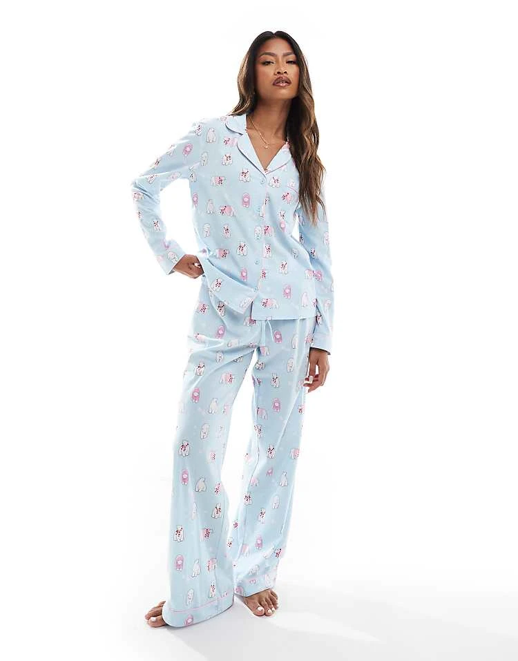 Boux Avenue Christmas Fleece Long Sleeve & Trouser Pjs In A Bag In Polar Bear Print For Women Blue 7 Boux Avenue Christmas Fleece Long Sleeve & Trouser Pjs In A Bag In Polar Bear Print For Women Blue - Image 5