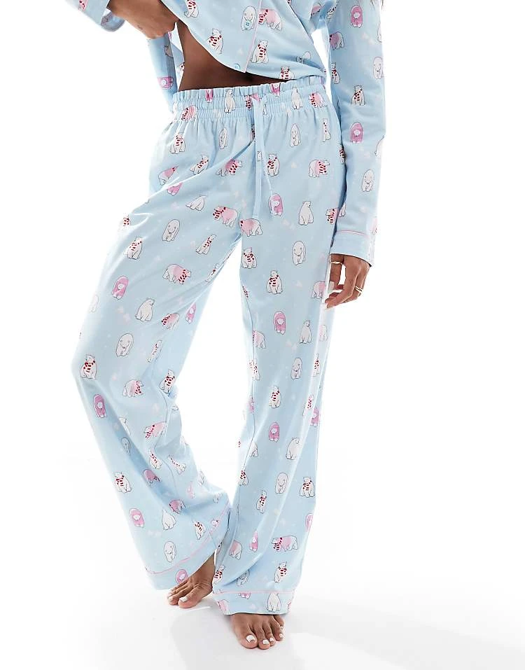 Boux Avenue Christmas Fleece Long Sleeve & Trouser Pjs In A Bag In Polar Bear Print For Women Blue 4 Boux Avenue Christmas Fleece Long Sleeve & Trouser Pjs In A Bag In Polar Bear Print For Women Blue - Image 2