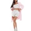 Boux Avenue Fur Plush Short Robe In Pink For Women