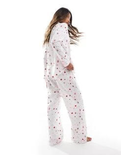 Boux Avenue Christmas Fleece Long Sleeve & Trouser Pjs In A Bag In Present Candycane Print For Women Ivory -Cheap Fashnado Store 207269822 3
