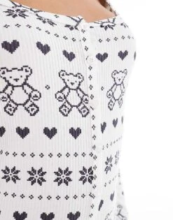 Boux Avenue Christmas Ribbed Long Sleeve Playsuit In Bear Fairisle Print For Women Multi -Cheap Fashnado Store 207269848 3