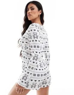 Boux Avenue Christmas Ribbed Long Sleeve Playsuit In Bear Fairisle Print For Women Multi -Cheap Fashnado Store 207269848 4