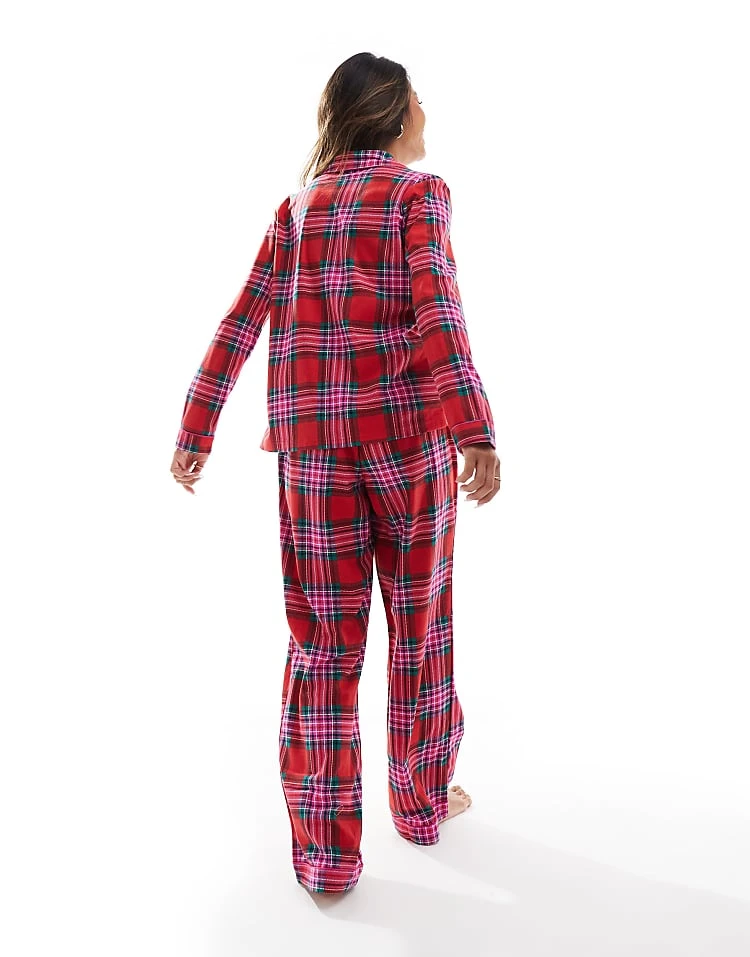 Boux Avenue Christmas Fleece Long Sleeve & Trouser Pjs In A Bag In Red Check Print For Women 6 Boux Avenue Christmas Fleece Long Sleeve & Trouser Pjs In A Bag In Red Check Print For Women - Image 4