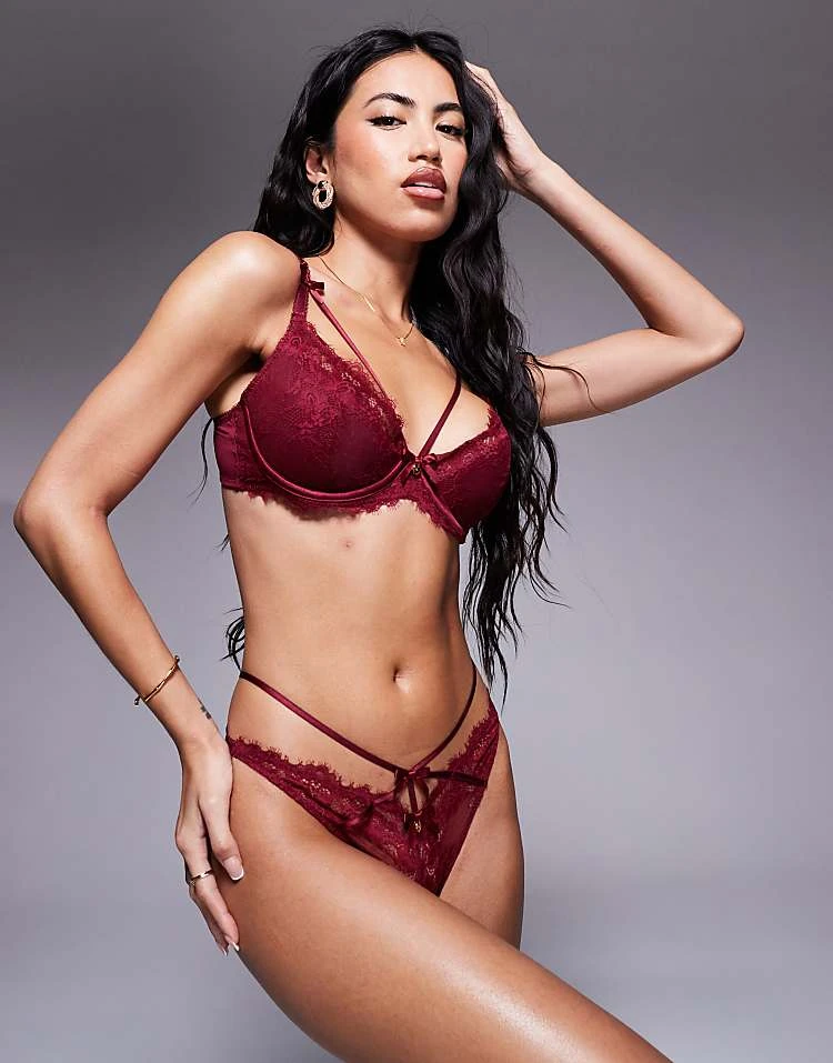 Boux Avenue Yonina Lace Lingerie Set In Wine 4 Boux Avenue Yonina Lace Lingerie Set In Wine - Image 2
