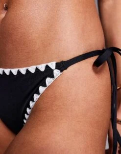 Boux Avenue Mono Whipstitch Brazilian Bikini Bottom In Black For Women Gold -Cheap Fashnado Store 207427627 4