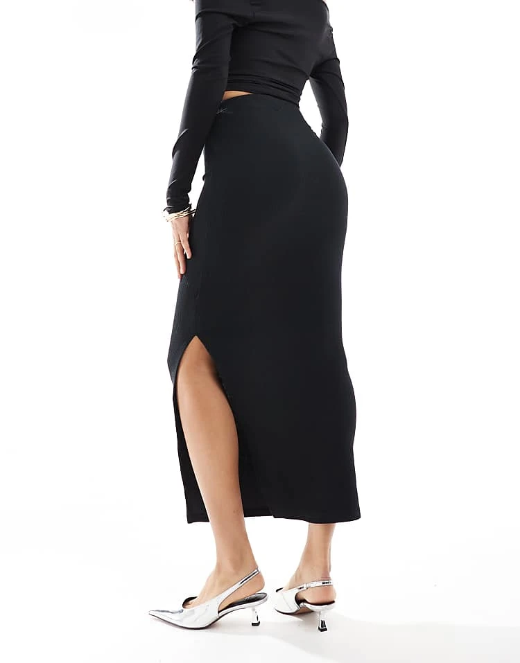 Pimkie Side Slit Midi Skirt In Black For Women 4 Pimkie Side Slit Midi Skirt In Black For Women - Image 2