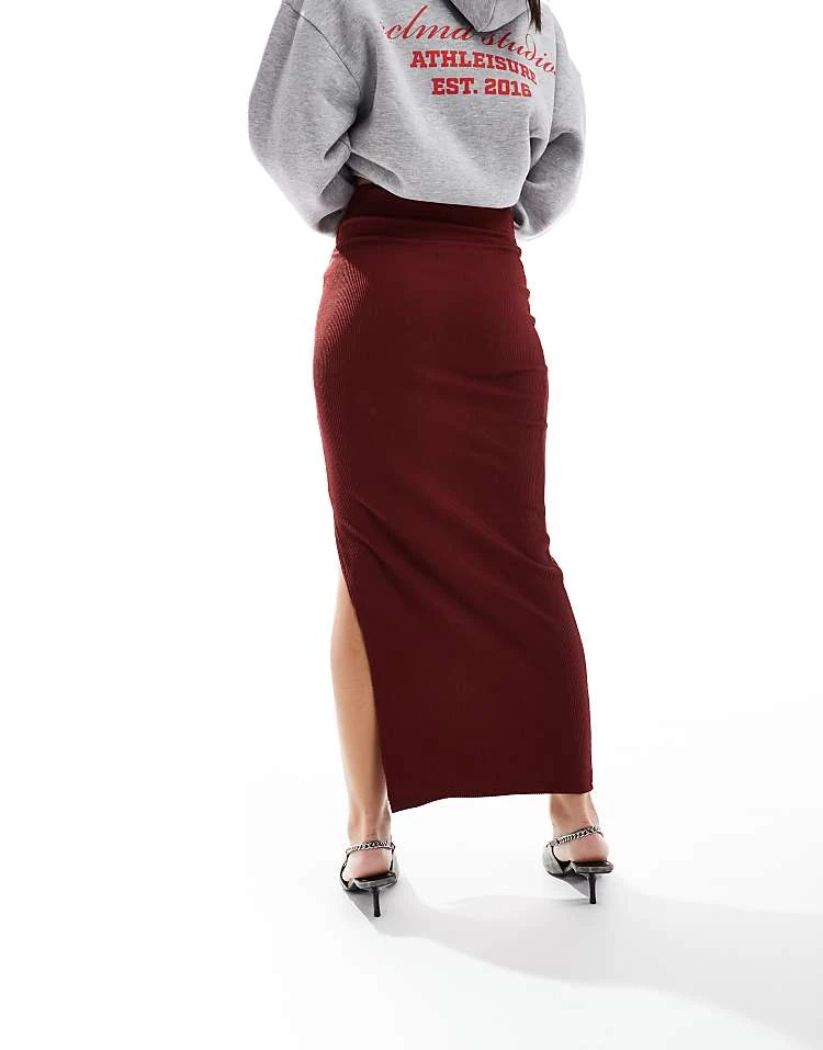 Pimkie Ribbed Maxi Skirt In Burgundy For Women Dark Red 4 Pimkie Ribbed Maxi Skirt In Burgundy For Women Dark Red - Image 2