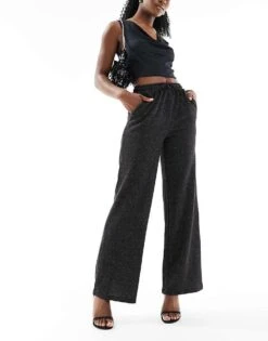 Pimkie Wide Leg Trouser In Black Glitter For Women