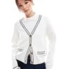 Pimkie Contrast Trim Pocket Cardigan In White For Women -Cheap Fashnado Store 207514985 1 white