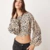 Pimkie Cropped Bow Back Blouse In Animal Print For Women -Cheap Fashnado Store 207522935 1 animalprint