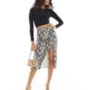 Pimkie Slinky Thigh Split Midi Skirt In Snake Print For Women