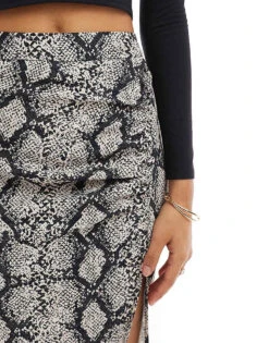 Pimkie Slinky Thigh Split Midi Skirt In Snake Print For Women -Cheap Fashnado Store 207522942 4