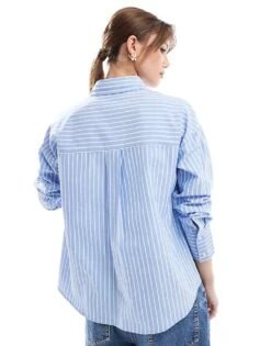 Pimkie Oxford Button Through Shirt In Blue Stripe For Women -Cheap Fashnado Store 207630106 4