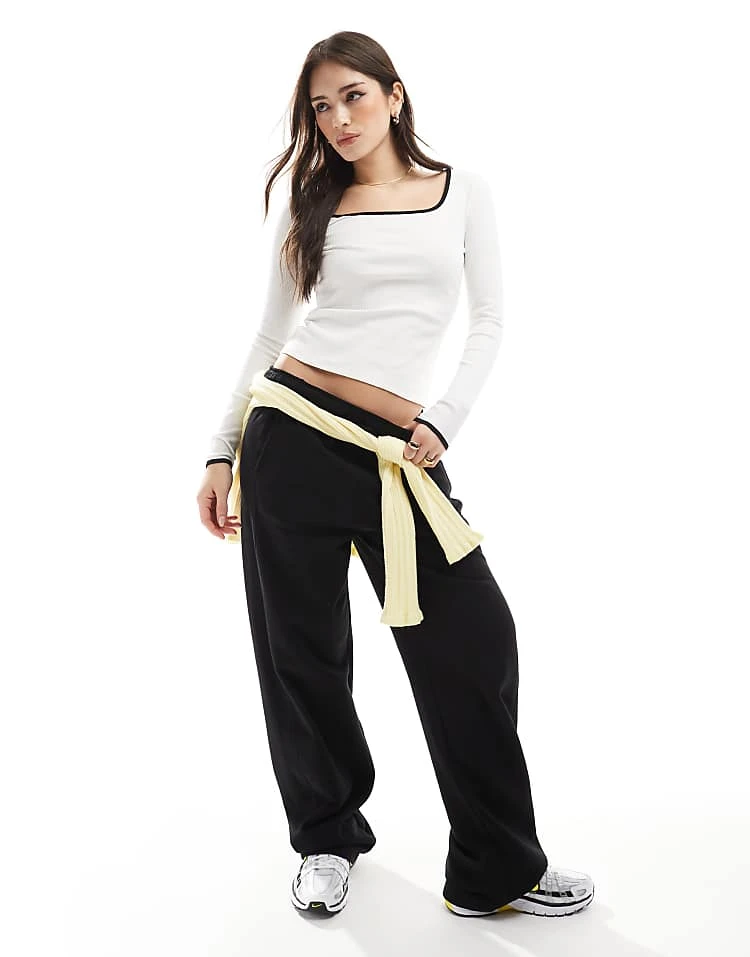 Pimkie Contrast Trim Square Neck Top In White And Black For Women 4 Pimkie Contrast Trim Square Neck Top In White And Black For Women - Image 2