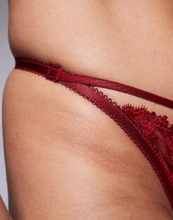 Boux Avenue Romanza Floral Embroidered Thong In Dark Red For Women -Cheap Fashnado Store 207773768 4