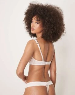 Boux Avenue Adalina Satin Embroidered Thong In Pearl For Women -Cheap Fashnado Store 207774201 3