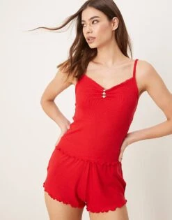 Boux Avenue Pointelle Cami And Short Set In Red For Women 9 Boux Avenue Pointelle Cami And Short Set In Red For Women -Cheap Fashnado Store 207774295 3