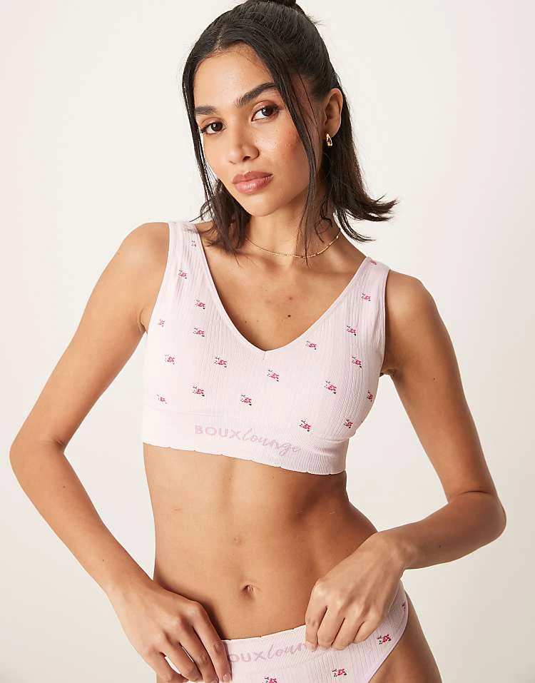 Boux Avenue Cherry Printed Embroidered Set In Pink 4 Boux Avenue Cherry Printed Embroidered Set In Pink - Image 2