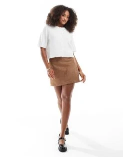 Pimkie Faux Suede Pocket Detail A-line Mini Skirt In Tan For Women 10 Pimkie Faux Suede Pocket Detail A-line Mini Skirt In Tan For Women -Cheap Fashnado Store 208120637 3